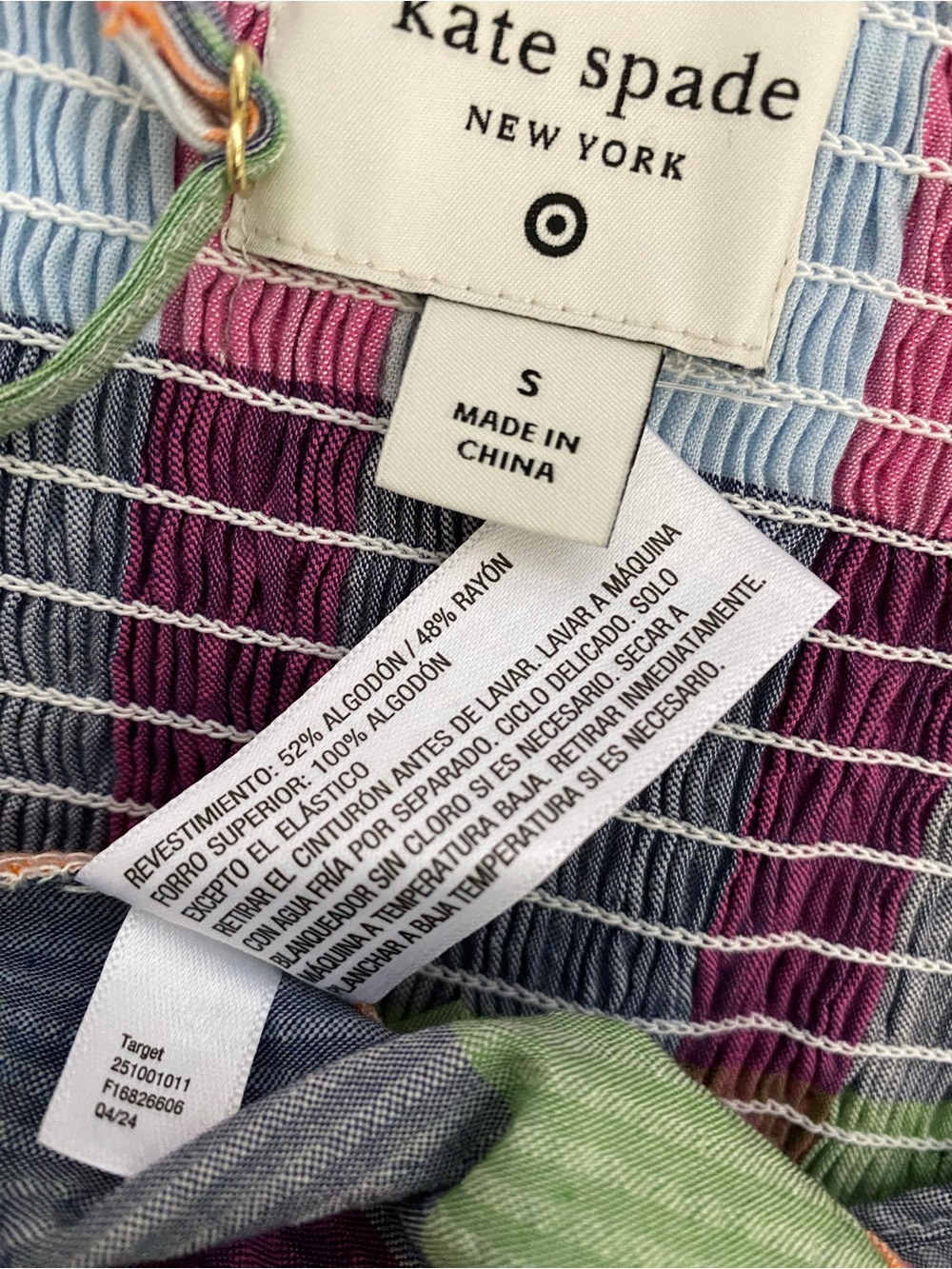 NWOT Kate Spade Multicolor Plaid Midi Sundress with Waist Tie - Picture 4 of 4